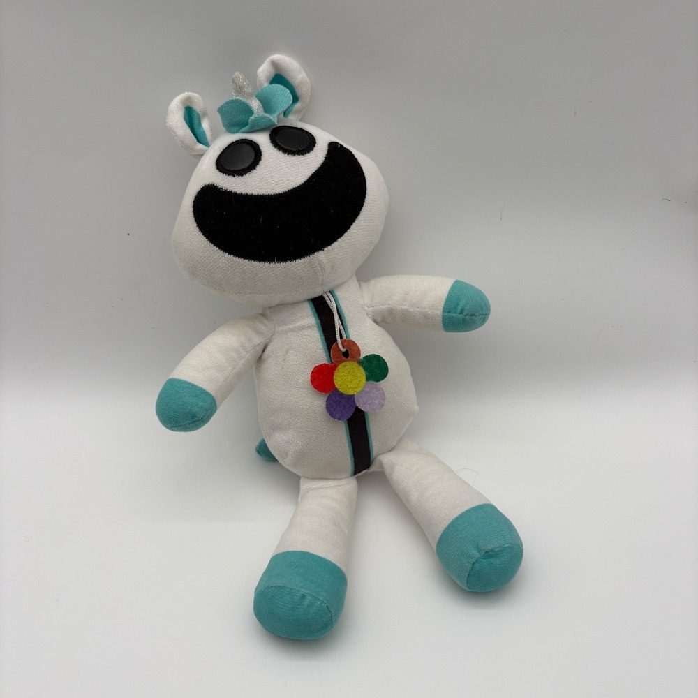 Poppy Playtime Smiling Critters CraftyCorn Plush White Teal Unicorn Horror Game